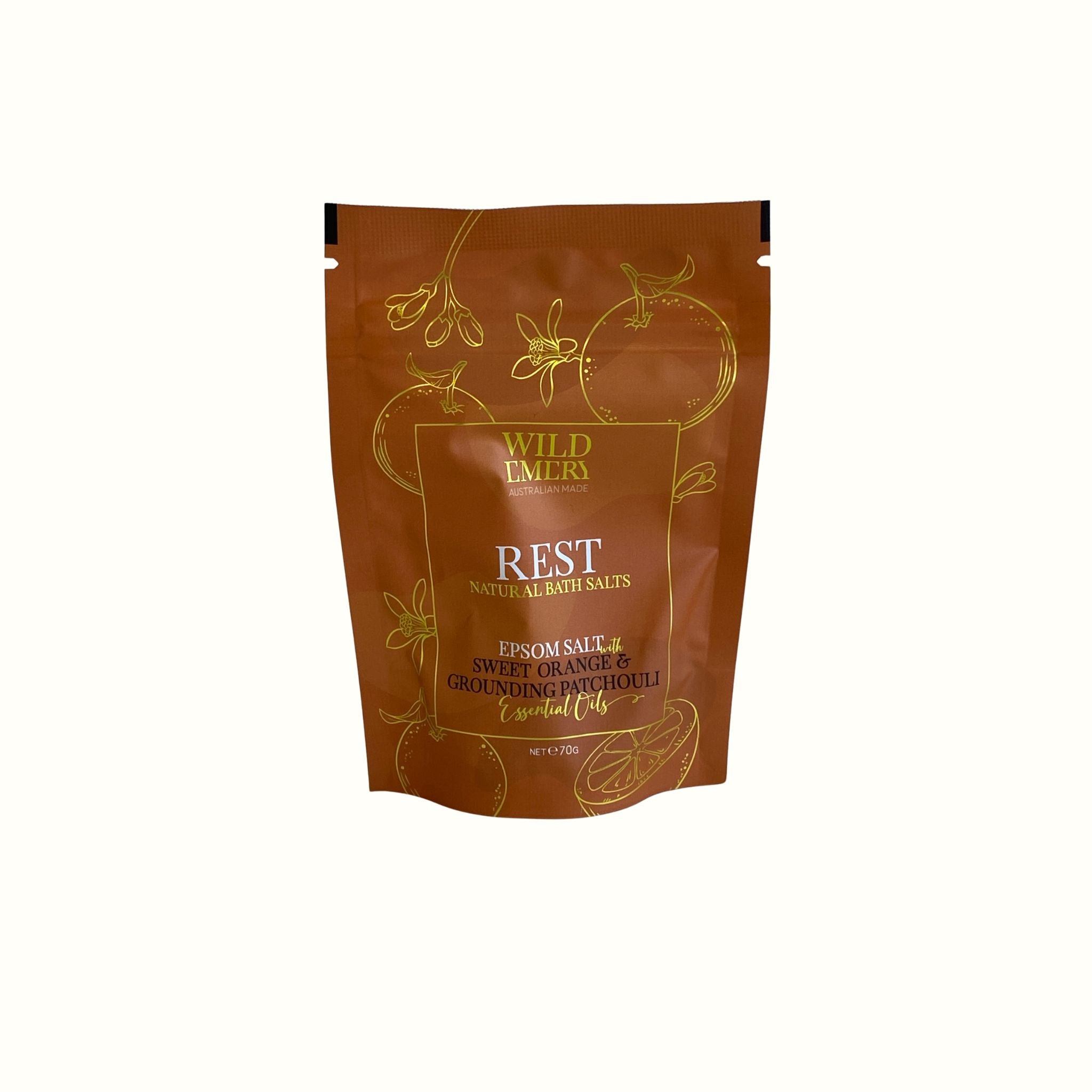 Rest Natural Bath Salts - Wild Emery - Poppy Rose Flowers Brisbane