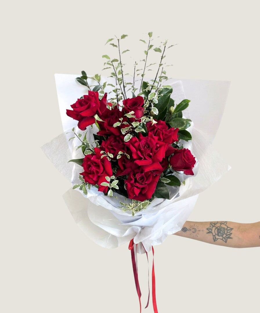 Timeless Love - 12 Rose Bouquet - Poppy Rose - Poppy Rose Flowers Brisbane