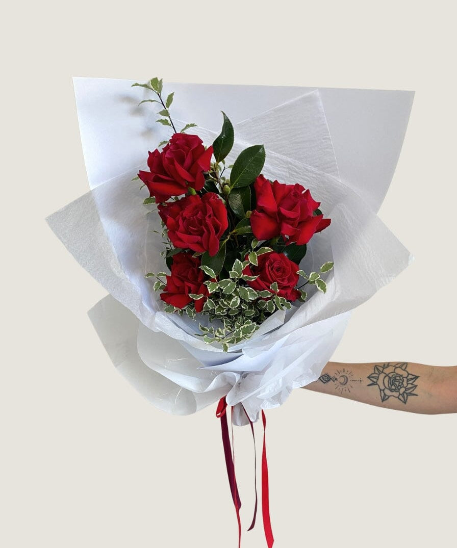 Timeless Love - 6 Rose Bouquet - Poppy Rose - Poppy Rose Flowers Brisbane